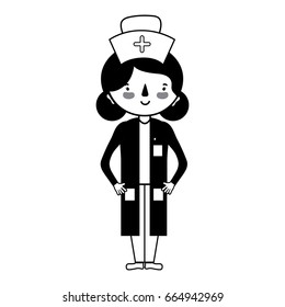 contour professional nurse with hat in the head