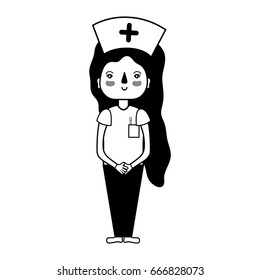 contour professional nurse with hat in the head