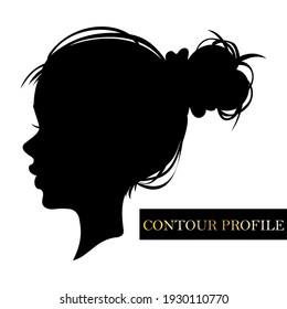 contorno de la cara de perfil de la hembra vectorial
