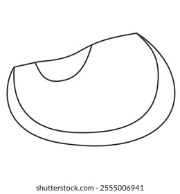 Contour quarter of apple icon without seeds in simple outline style, perfect for minimalistic food designs
