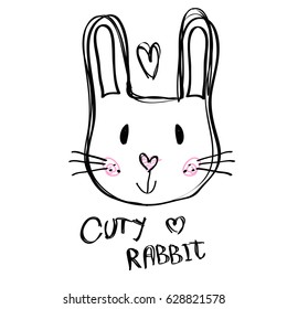 contour rabbit face drawing 