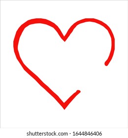 Contour of a red heart on a white background