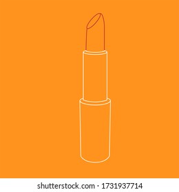 contour of red lipstick on an orange background