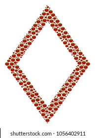 Contour Rhombus collage of tomato. Vector tomato items are united into contour rhombus pattern. Natural vector illustration.