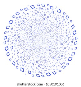 Contour Rhombus cycle burst. Element twirl done from randomized contour rhombus items. Vector illustration style is flat iconic symbols.