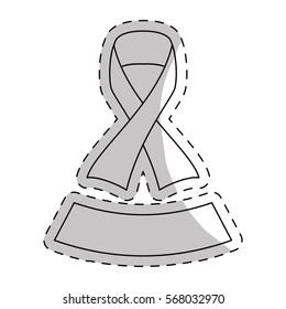 contour ribbon breast cancer signal icon, vector illustration