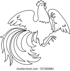 Contour of a rooster, symbol of new 2017 year in Chinese Horoscope. Black clip-art isolated on white