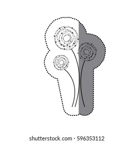 contour rounds flowers icon, vector illustraction design