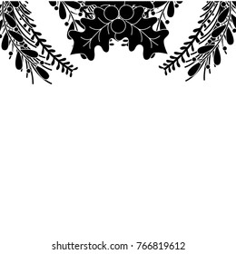 contour rustic leaves branches with natural flowers