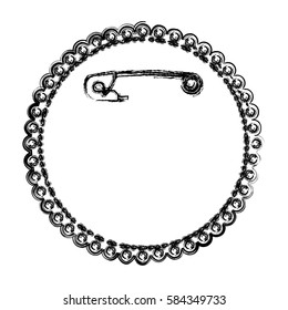 contour safety pin inside crochet icon, vector illustration design