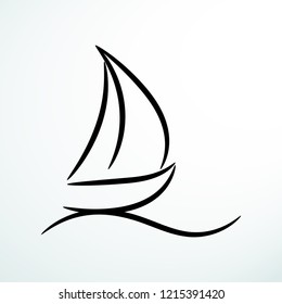 Contour sailing symbol, isolated vector