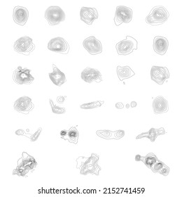 Contour sample set, topographic vector map.
