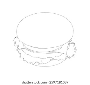 Contour of sandwich. Burger outline from black lines. Vector illustration.