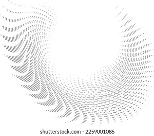 A contour scaly portal made of dynamically swirling rounded strokes. Vector framing.