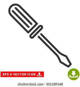 Contour Screwdriver EPS vector pictograph. Illustration style is flat iconic gray symbol on white background.