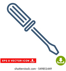 Contour Screwdriver EPS vector pictograph. Illustration style is flat iconic blue symbol on white background.