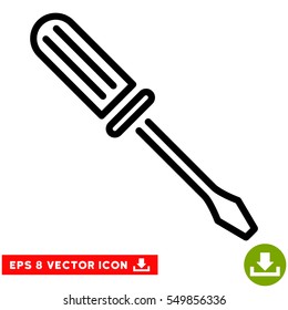 Contour Screwdriver EPS vector pictograph. Illustration style is flat iconic black symbol on white background.