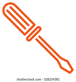 Contour Screwdriver vector icon. Style is flat symbol, orange color, rounded angles, white background.