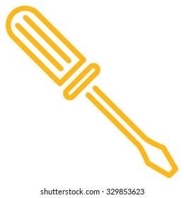 Contour Screwdriver vector icon. Style is flat symbol, yellow color, rounded angles, white background.