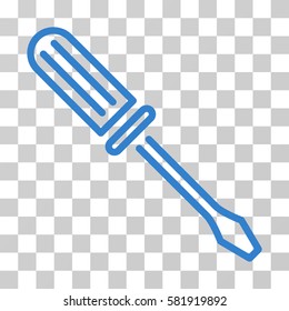 Contour Screwdriver vector pictogram. Illustration style is a flat iconic cobalt symbol on a transparent background.