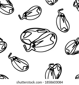 Contorno de fondo transparente a partir de berenjenas moradas. Ilustración vectorial aislada en fondo blanco. Textura para tejidos, textiles, menús, embalajes, sitios web, etc.