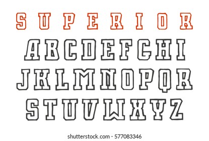 Contour serif font in the style of drawn graphics