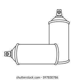 contour set aerosol spray bottle icon flat vector illustration