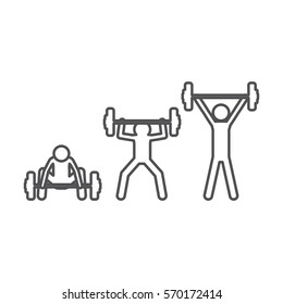 contour set collection pictogram with men weightlifting