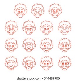 Contour set of monkey face expressions