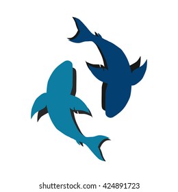 contour shark isolated on white background
