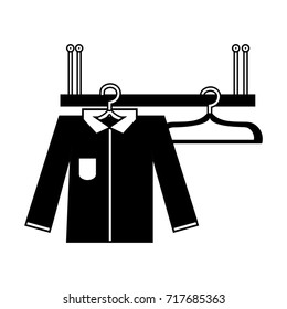 contour shelf design with clothes hanging icon