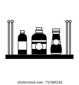 contour shelf with softener and detergent liquid bottle