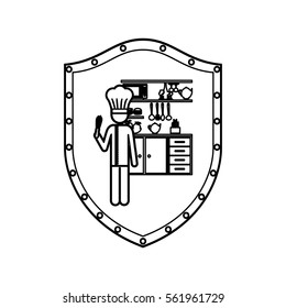 contour shield with chef in the kitchen
