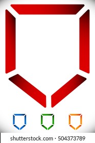 Contour shield icon in 4 color - Security, defense icon, logo.