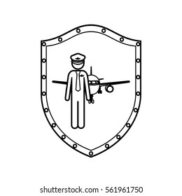 contour shield with pilot with aeroplane