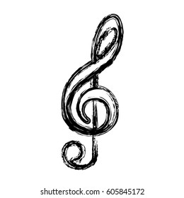 contour sign music note icon, vector illustration design