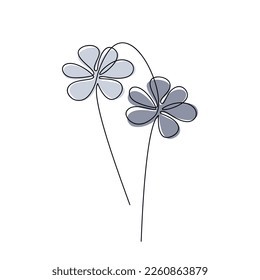 Contour silhouette flower vector. Botanical icon. One line continuous drawing isolated. Hand drawn camomile. Floral design for print, beauty branding, card, poster, logo. Minimal cartoon drawing.