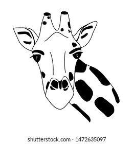 Contour silhouette of an giraffe. Animals of Africa. The head of an giraffee. Design element for logo, advertising, web, prints and banners.