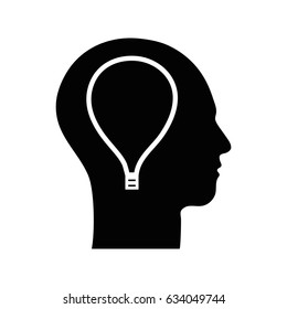 contour silhouette head with bulb inside
