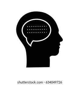 contour silhouette head with chat bubble inside