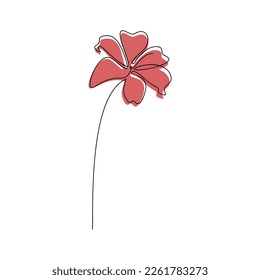 Contour silhouette icon vector. Lily flower icon. One line continuous drawing isolated. Floral design, botanical print, beauty branding, card, poster, logo. Minimal contemporary drawing.