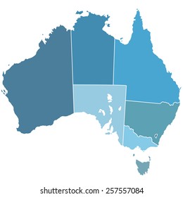 Contour silhouette map of the Australia. All objects are independent and fully editable 