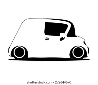 contour silhouette mini future car, vector illustration