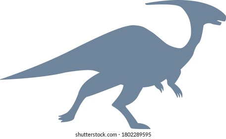 contour silhouette vector image of a dinosaur in blue on a transparent background