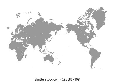 Contour silhouette of the world map - Asia in the center