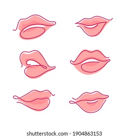 Contour simple line illustration of lips for beauty salons, cosmetics. 