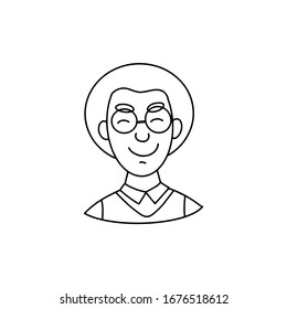 Dibujo de contorno del personaje. Cara humana, emociones. Estilo de doodle vectorial.