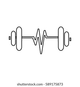 contour sketch dumbbell with symbol life