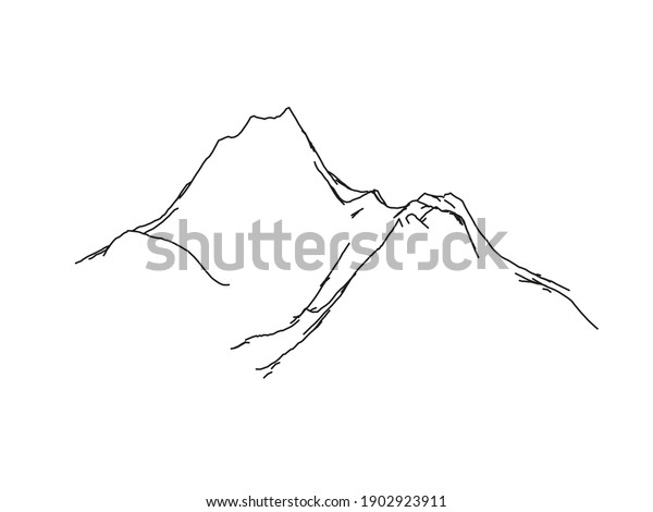 Contour Sketch Mountains Clipart Hand Drawn Stock Vector (Royalty Free ...