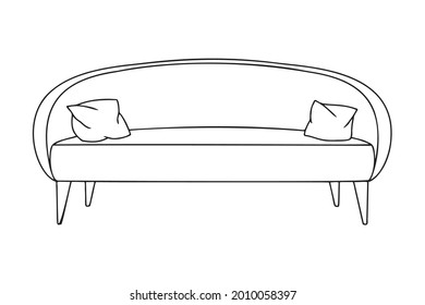 Contour sketch of a sofa isolated on a white background. Vector illustration